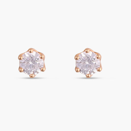 Classic Round CZ Solitaire Silver Stud Earrings, Medium