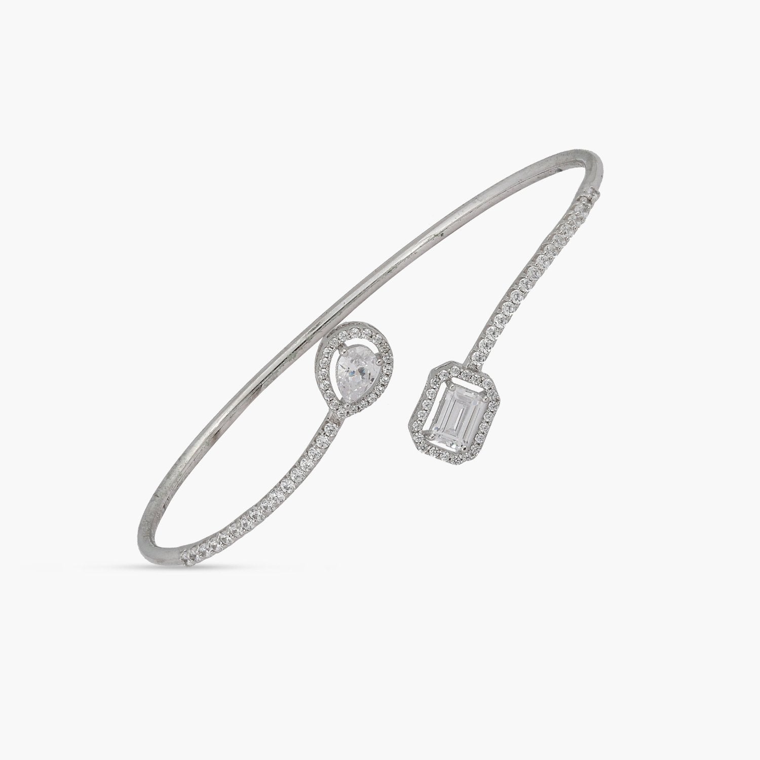 Duet Open CZ Silver Bracelet