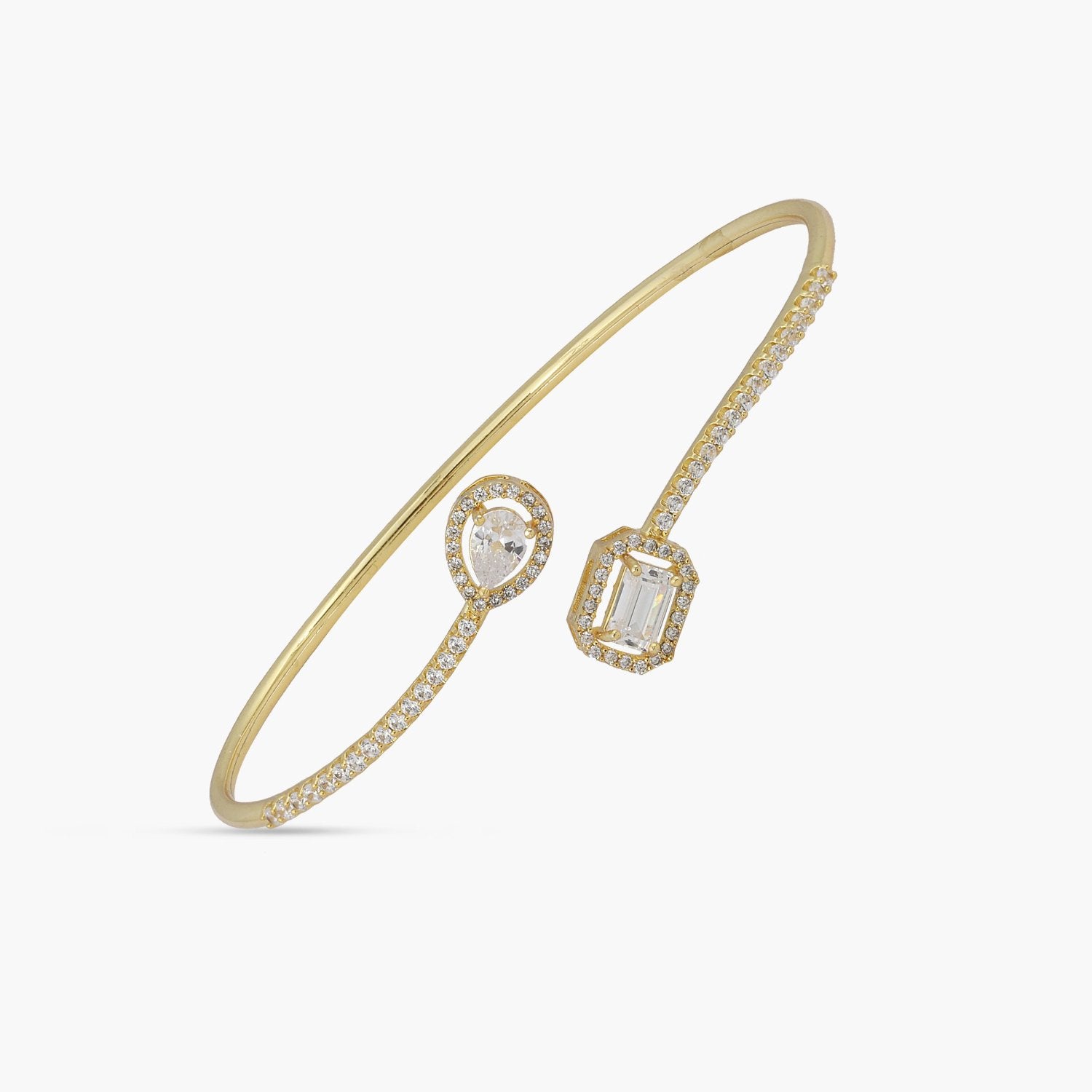 Duet Open Gold Plated CZ Silver Bracelet