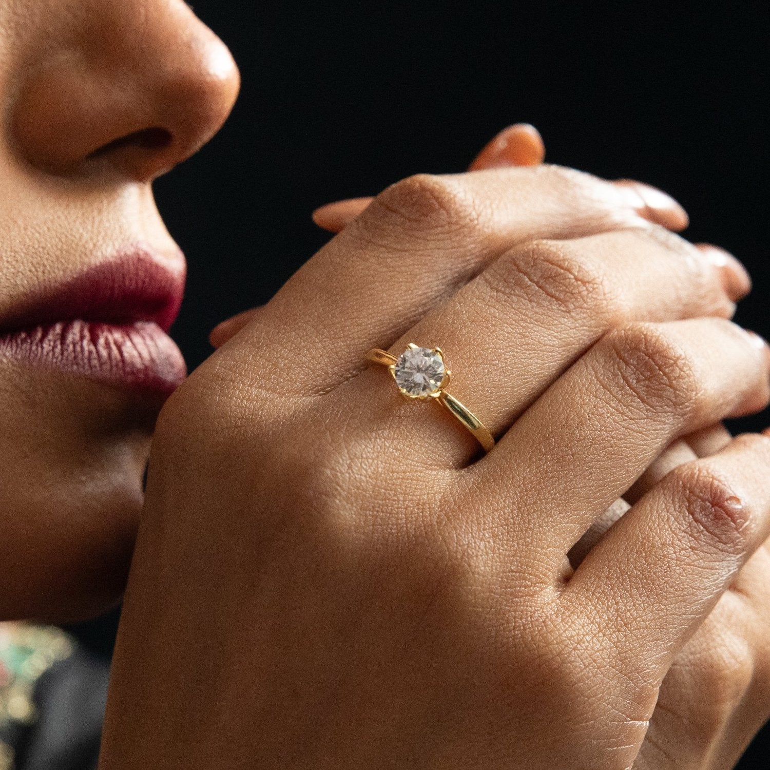  Flora CZ Gold Plated Silver Ring