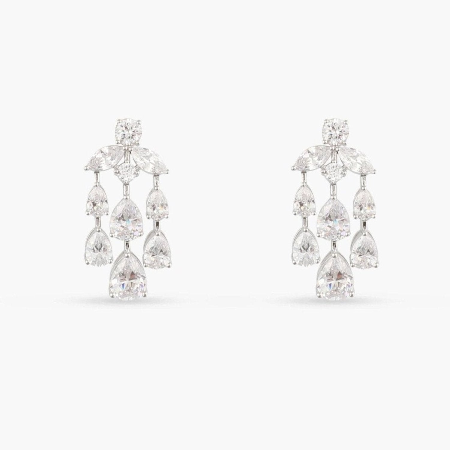 Aurelia CZ Silver Chandelier Earrings