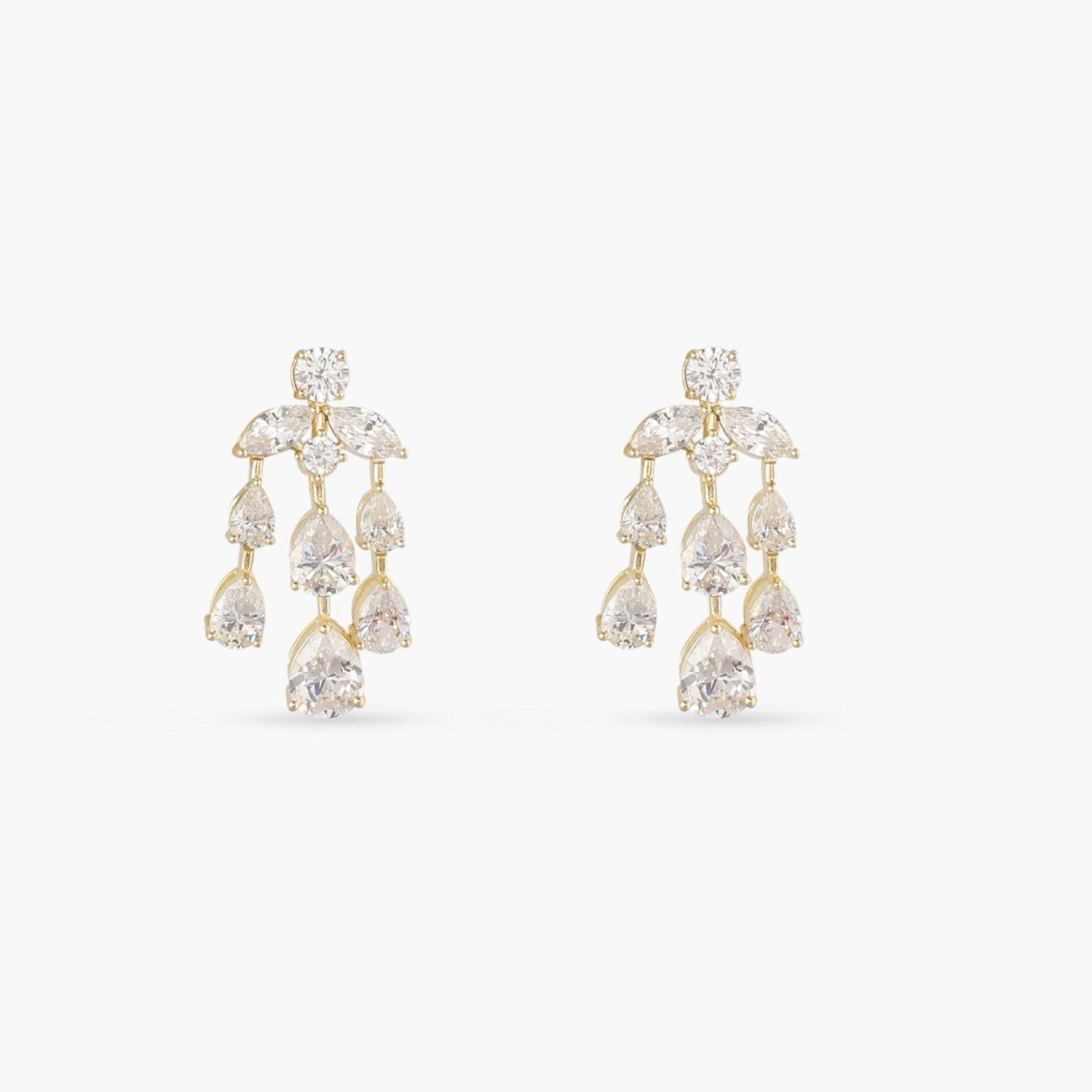 Aurelia CZ Gold Plated Silver Chandelier Earrings