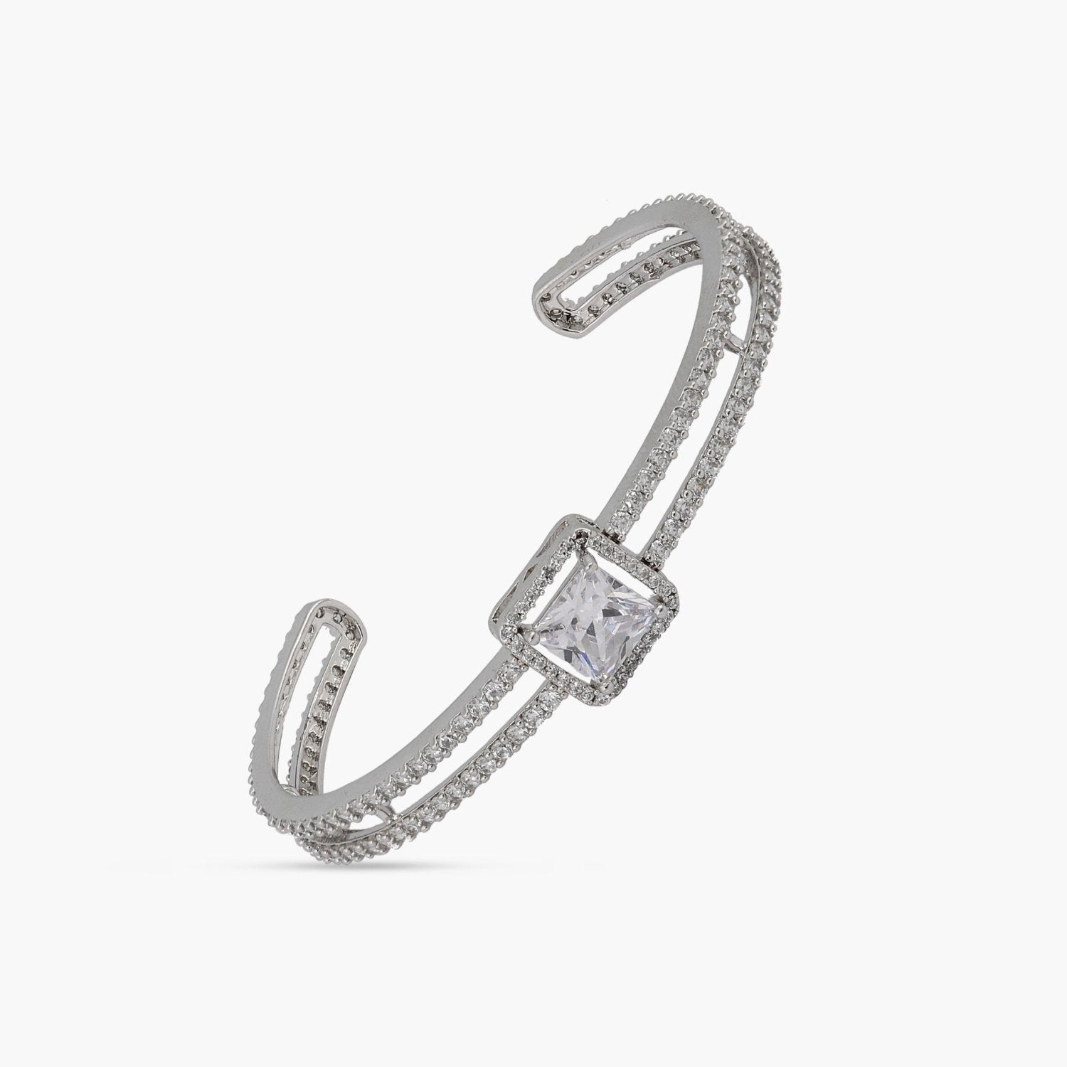 Grandeur Layered CZ Silver Bracelet