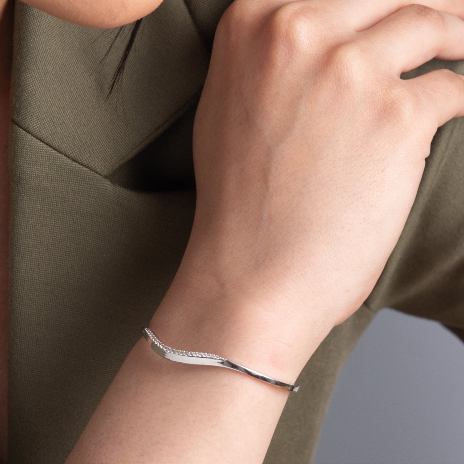 Waves of Elegance CZ Silver Bracelet