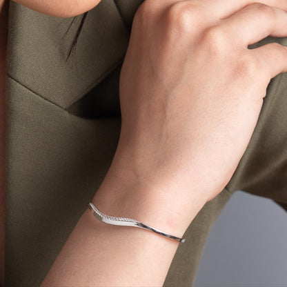 Waves of Elegance CZ Silver Bracelet