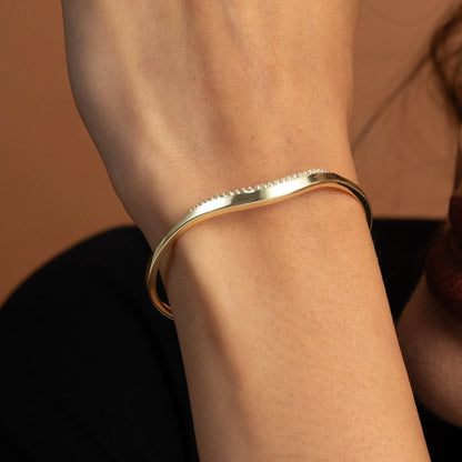 Waves of Elegance Gold Plated CZ Silver Bracelet