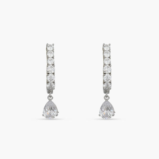 Drop of Light CZ Silver Hoop Earrings
