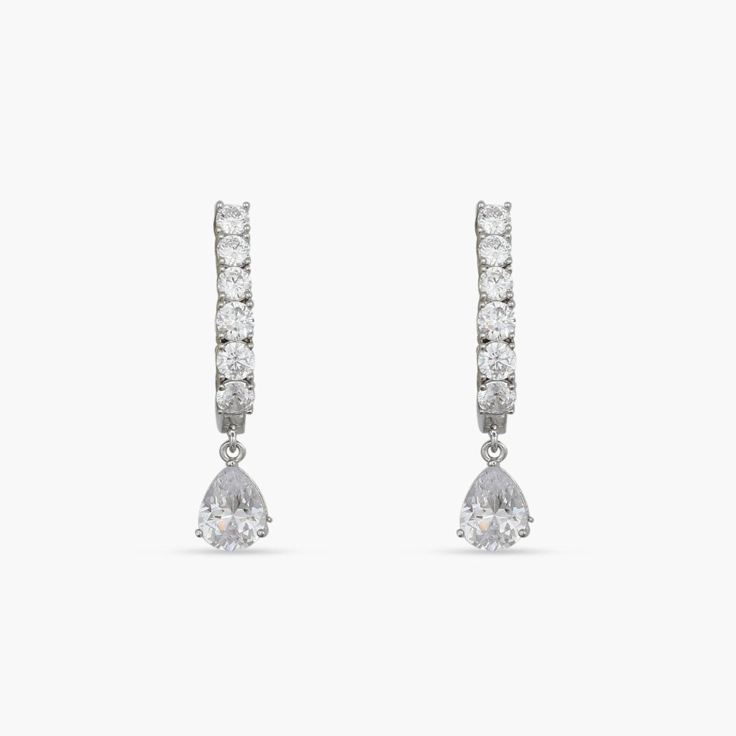 Drop of Light CZ Silver Hoop Earrings