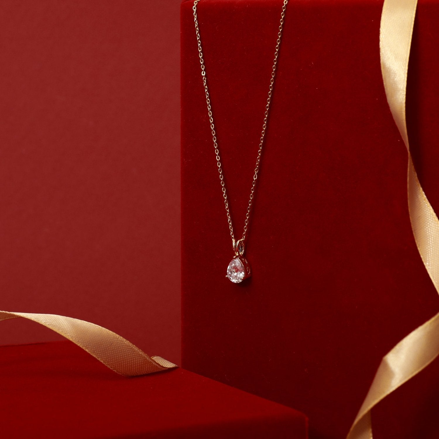 Eternal Glow Gold Plated CZ Silver Pendant Necklace