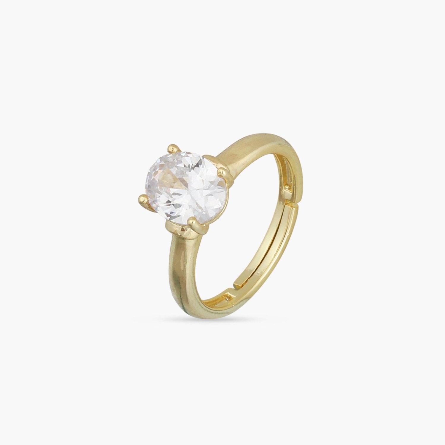 Aurora Solitaire Gold Plated CZ Silver Ring