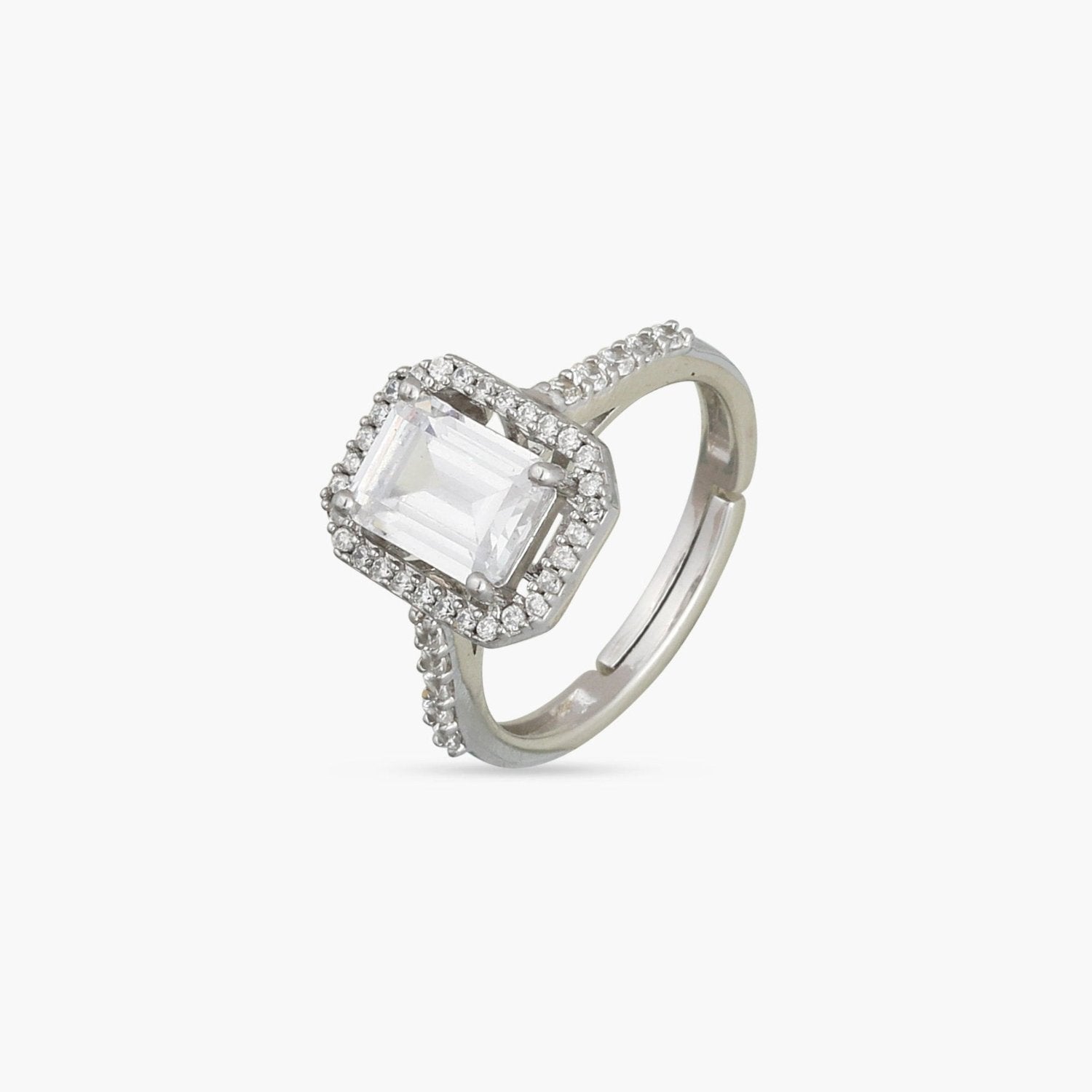 Regal Square Statement CZ Silver Ring