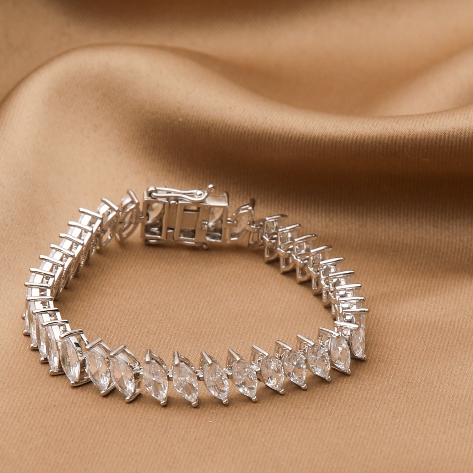 Marquis Radiance CZ Silver Tennis Bracelet