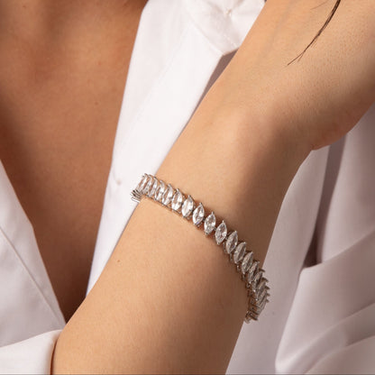 Marquis Radiance CZ Silver Tennis Bracelet