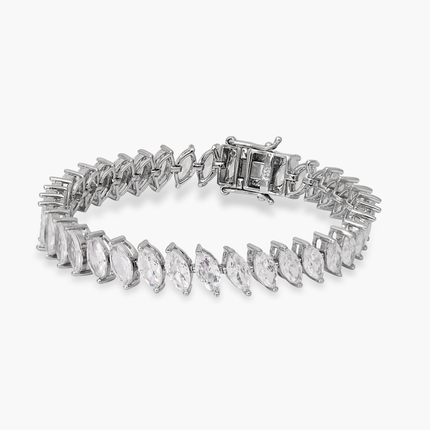 Marquis Radiance CZ Silver Tennis Bracelet