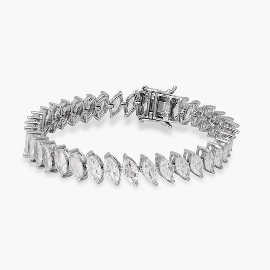 Marquis Radiance CZ Silver Tennis Bracelet