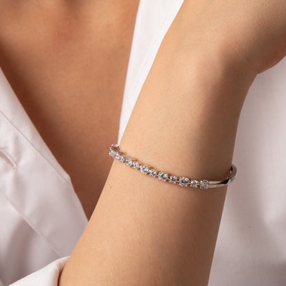 Waveform CZ Silver Cuff Bracelet