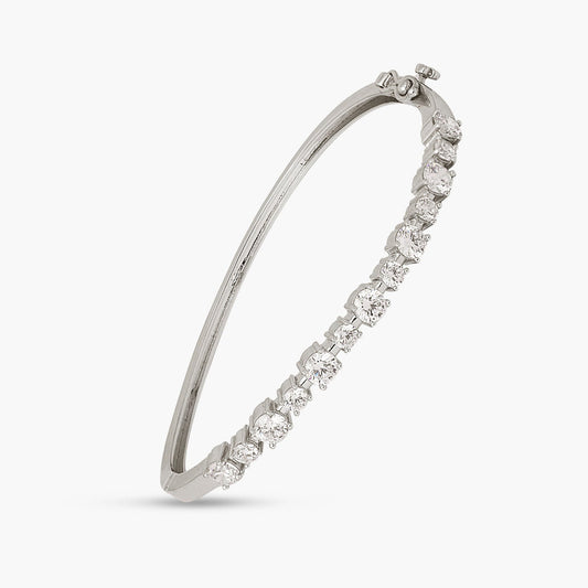 Waveform CZ Silver Cuff Bracelet