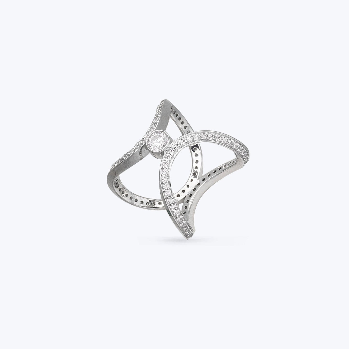 Aurora Cocktail Silver Two Way Ring