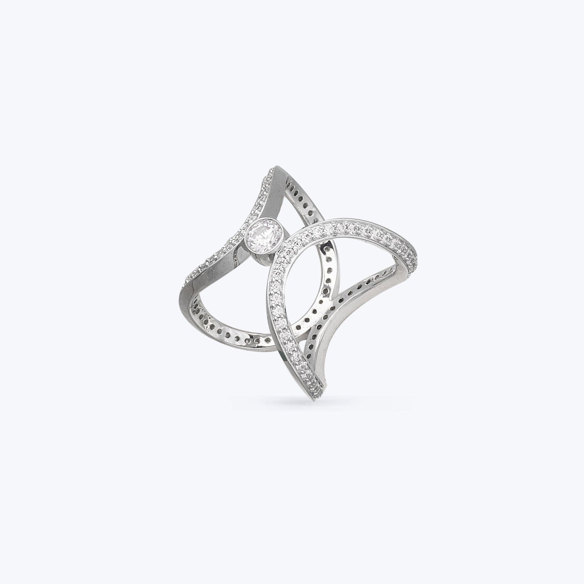 Aurora Cocktail Silver Two Way Ring