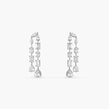 Duo Radiance CZ Silver Drop Earrings