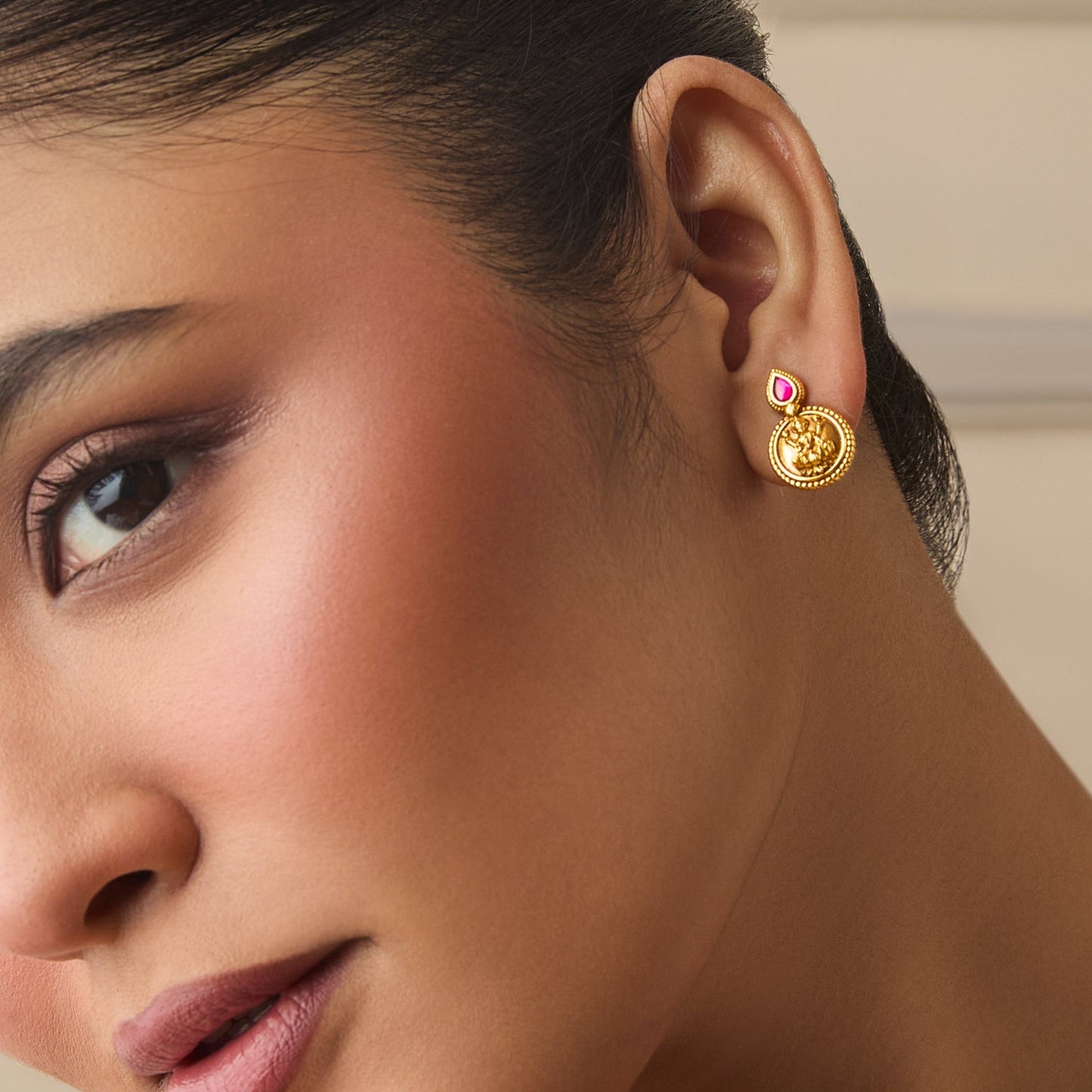 Reeva Coin Silver Stud Earrings