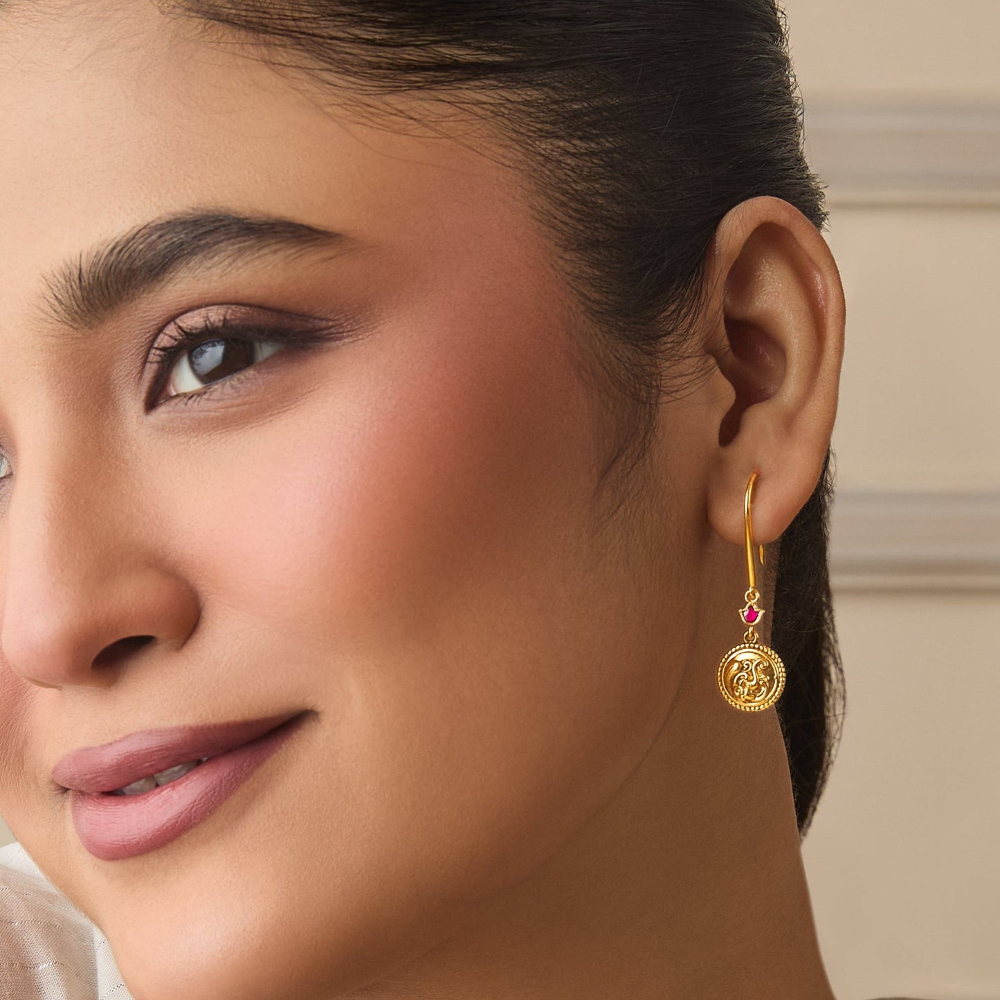 Ahana Coin Silver Drop Earrings