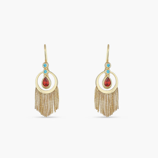 Fringe Celeste Gold Plated Silver Drop Earrings