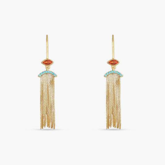 Fringe Flame Gold Plated Silver Drop Earrings