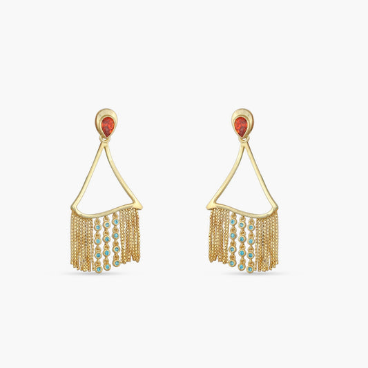 Fringe Kolmio Gold Plated Silver Drop Earrings