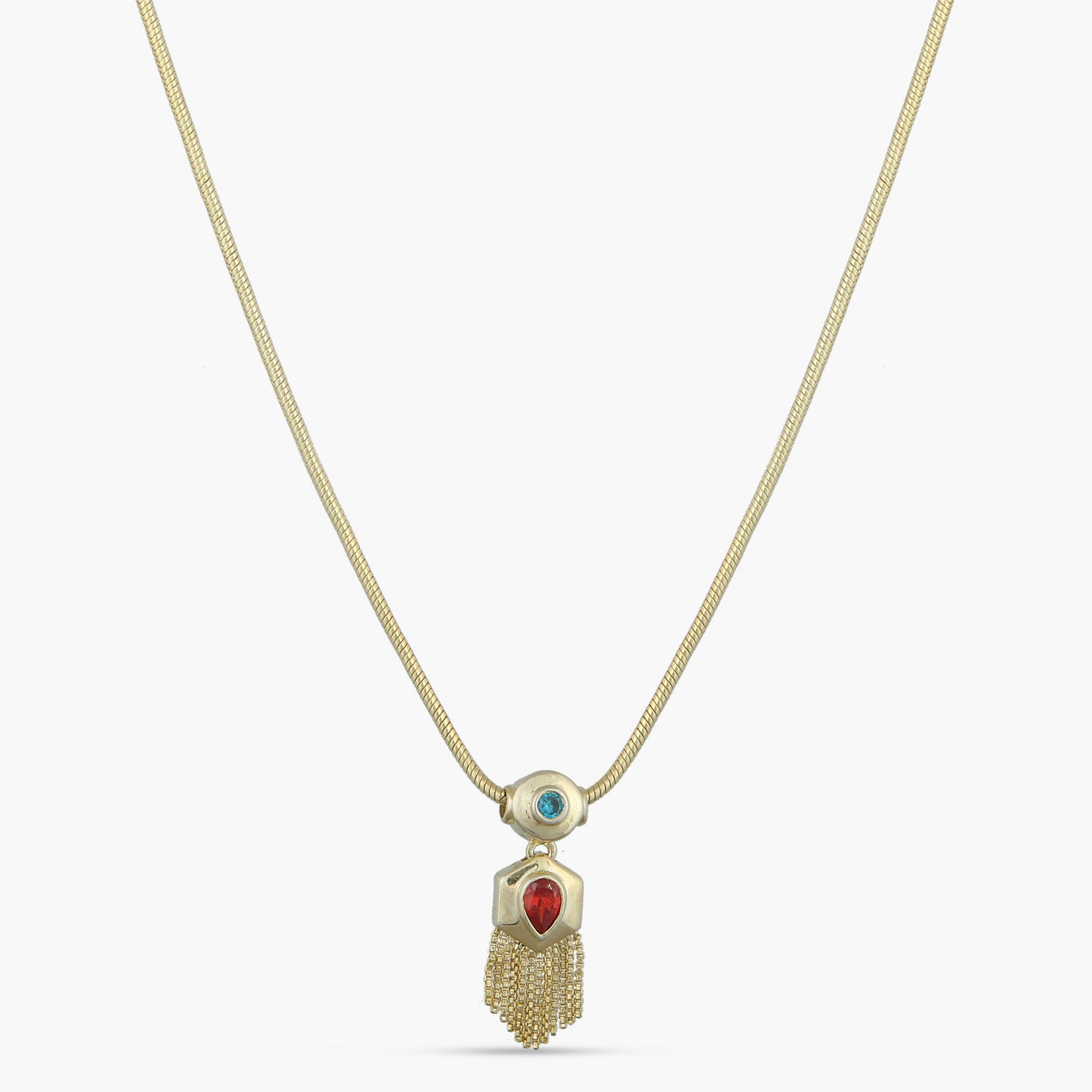 Fringe Drop Gold Plated Silver Pendant Necklace