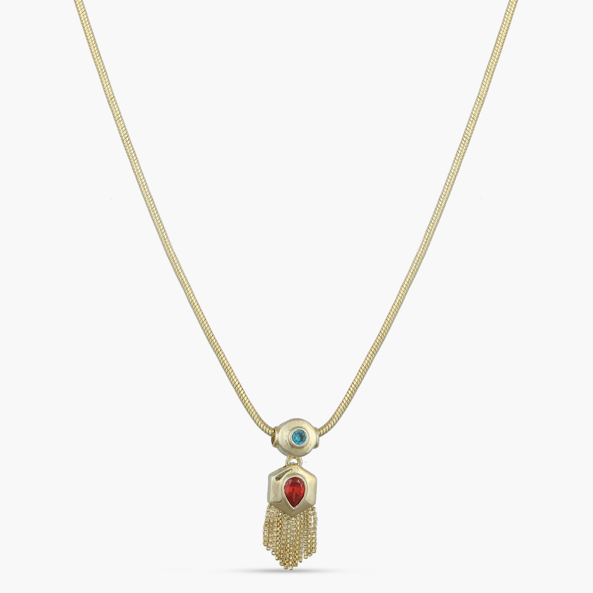 Fringe Drop Gold Plated Silver Pendant Necklace