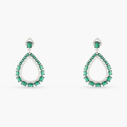 Emeraude Luxe Silver Dangle Earrings