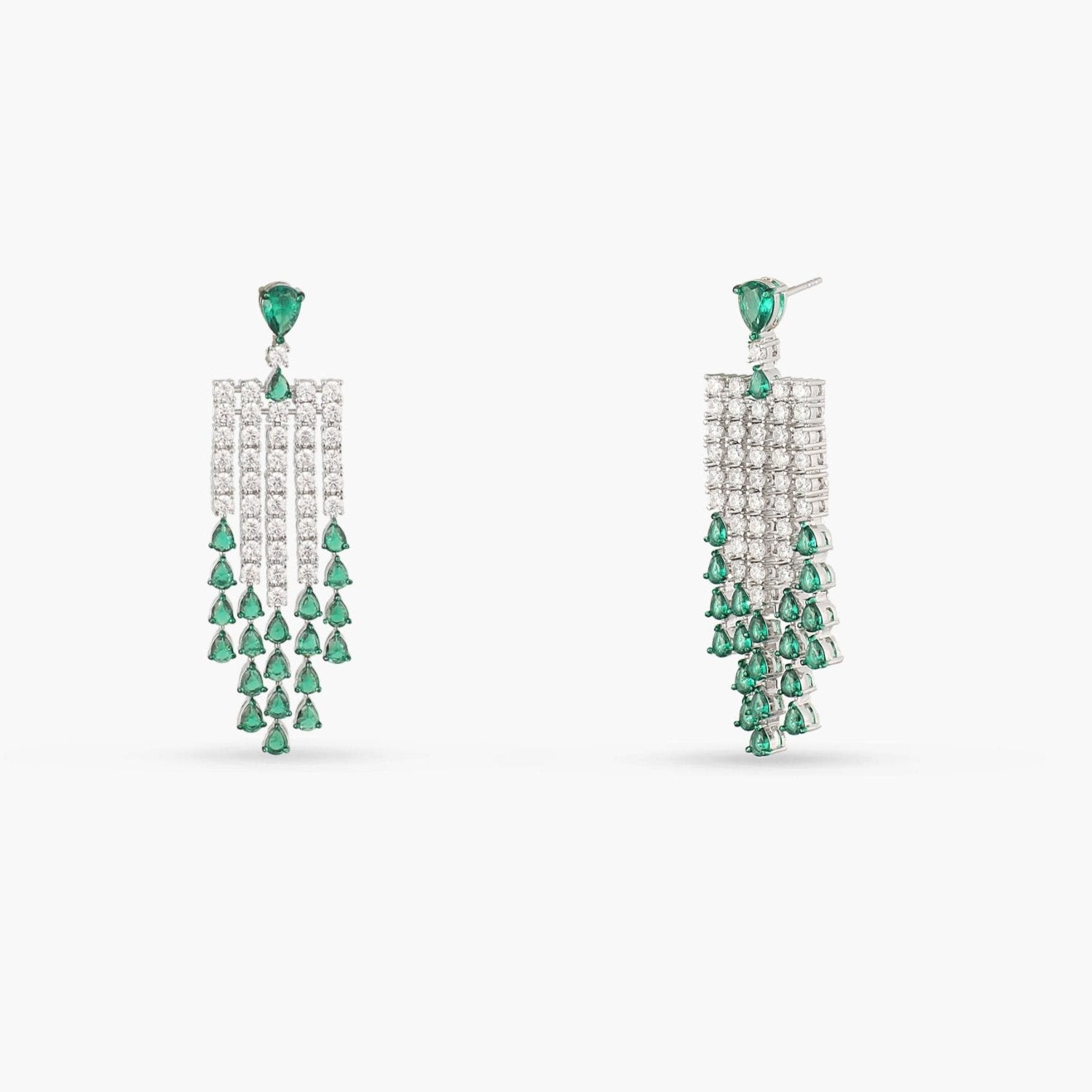 Emeraude Statement Silver Dangle Earrings