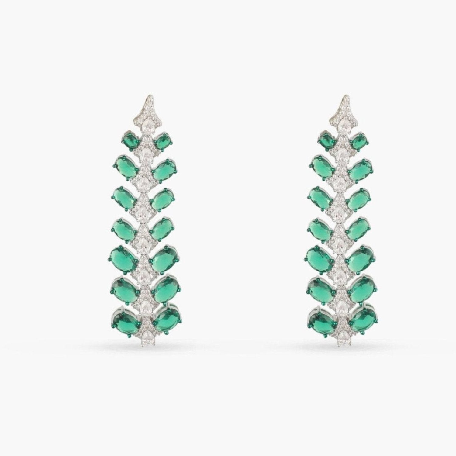 Emeraude Chandelier Silver Earrings 