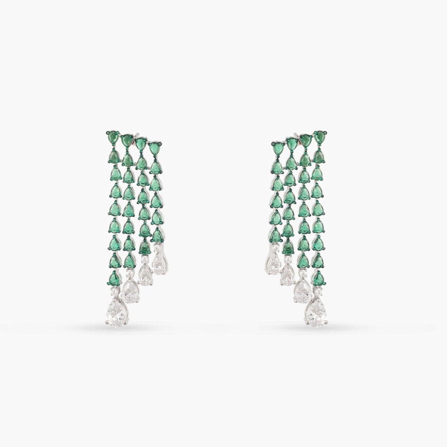 Emeraude Cocktail Silver Earrings