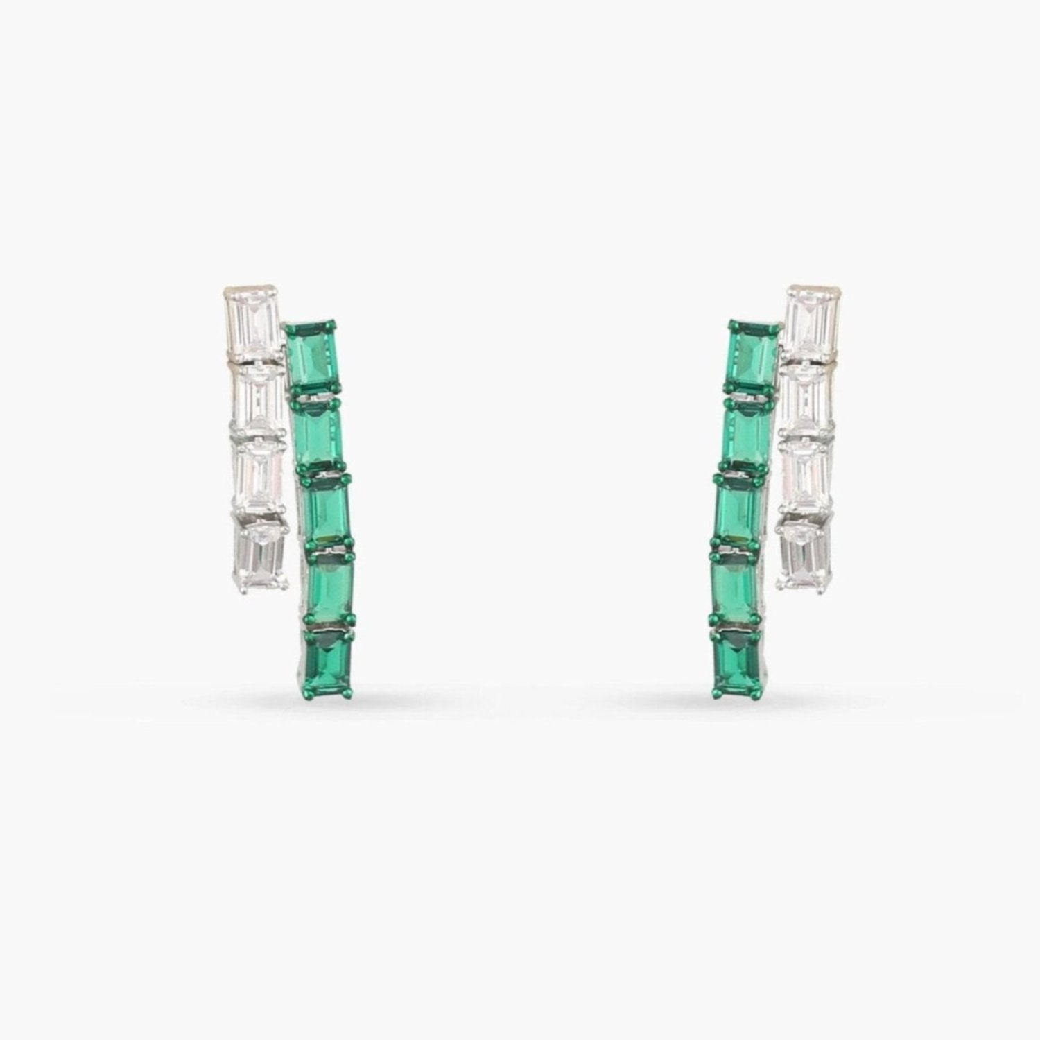 Emeraude Verdant Silver Earrings