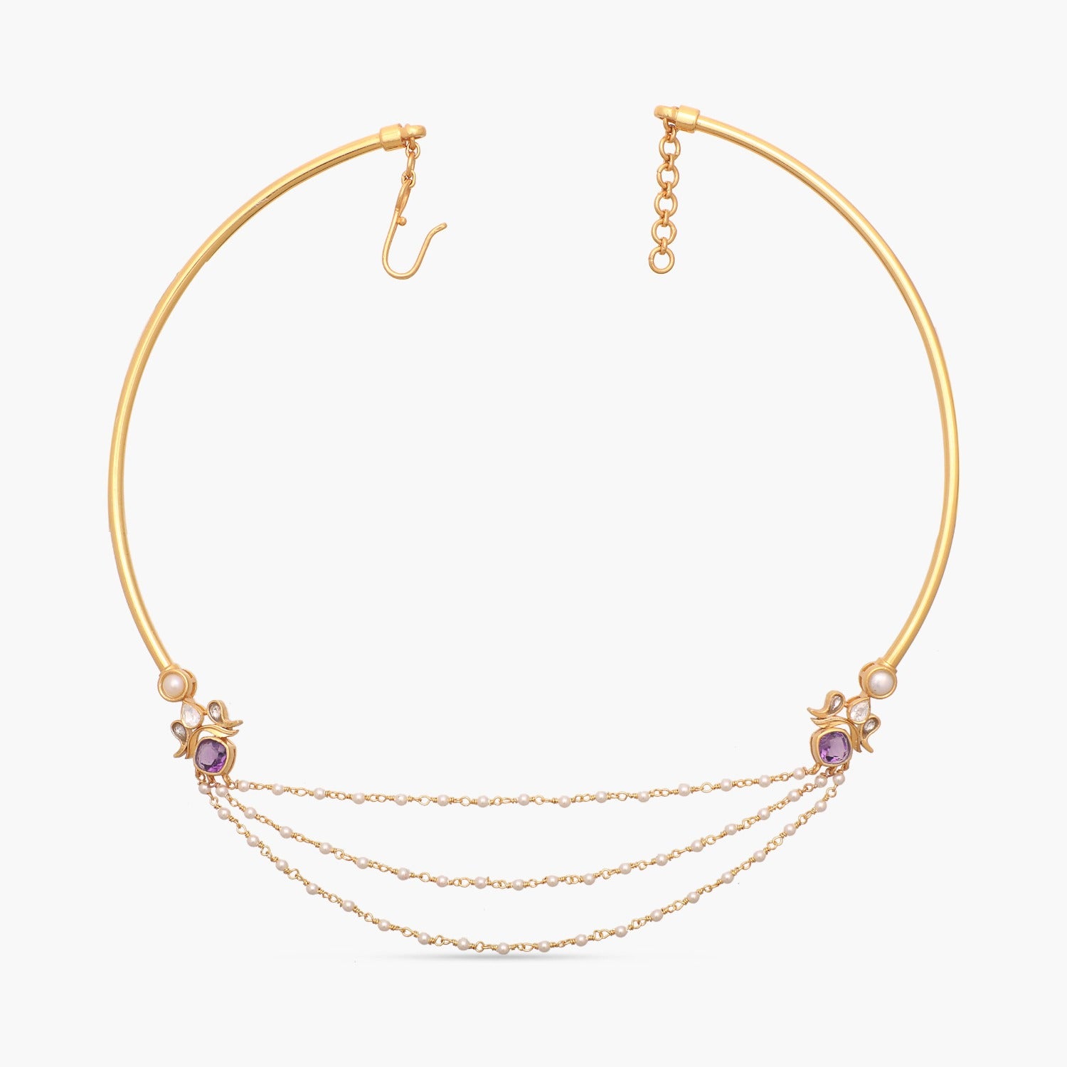 Vibha Gold Plated Gemstone and Pearl chain Hasli