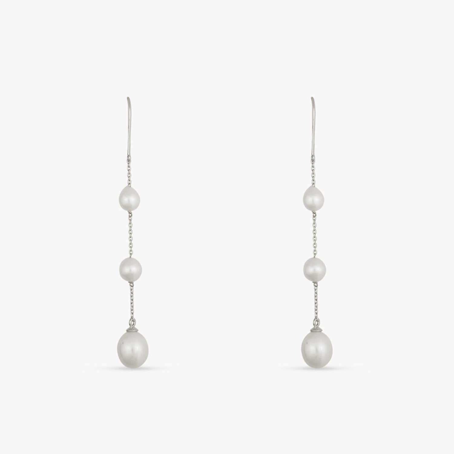 Trinity Pearl Silver Drop Earrings