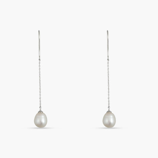 Solitaire Pearl Drop Earrings