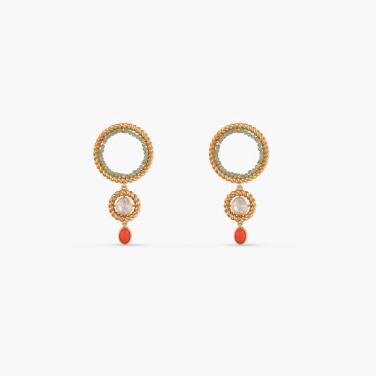 Oceanic weavers Dual ring Silver Drop Earrings
