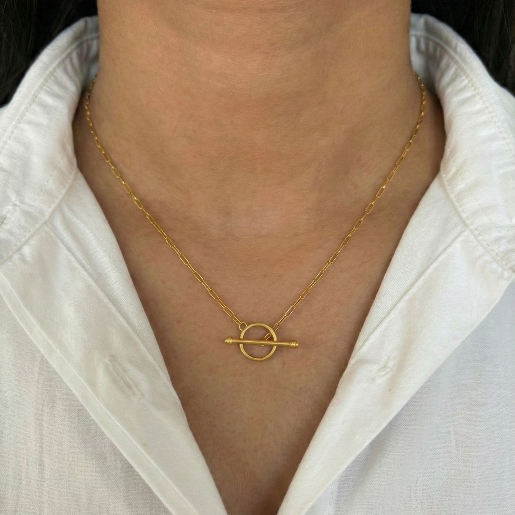 T Bar Toggle Link Silver Necklace