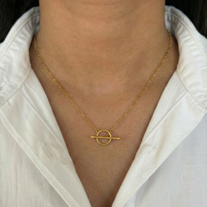 T Bar Toggle Link Silver Necklace