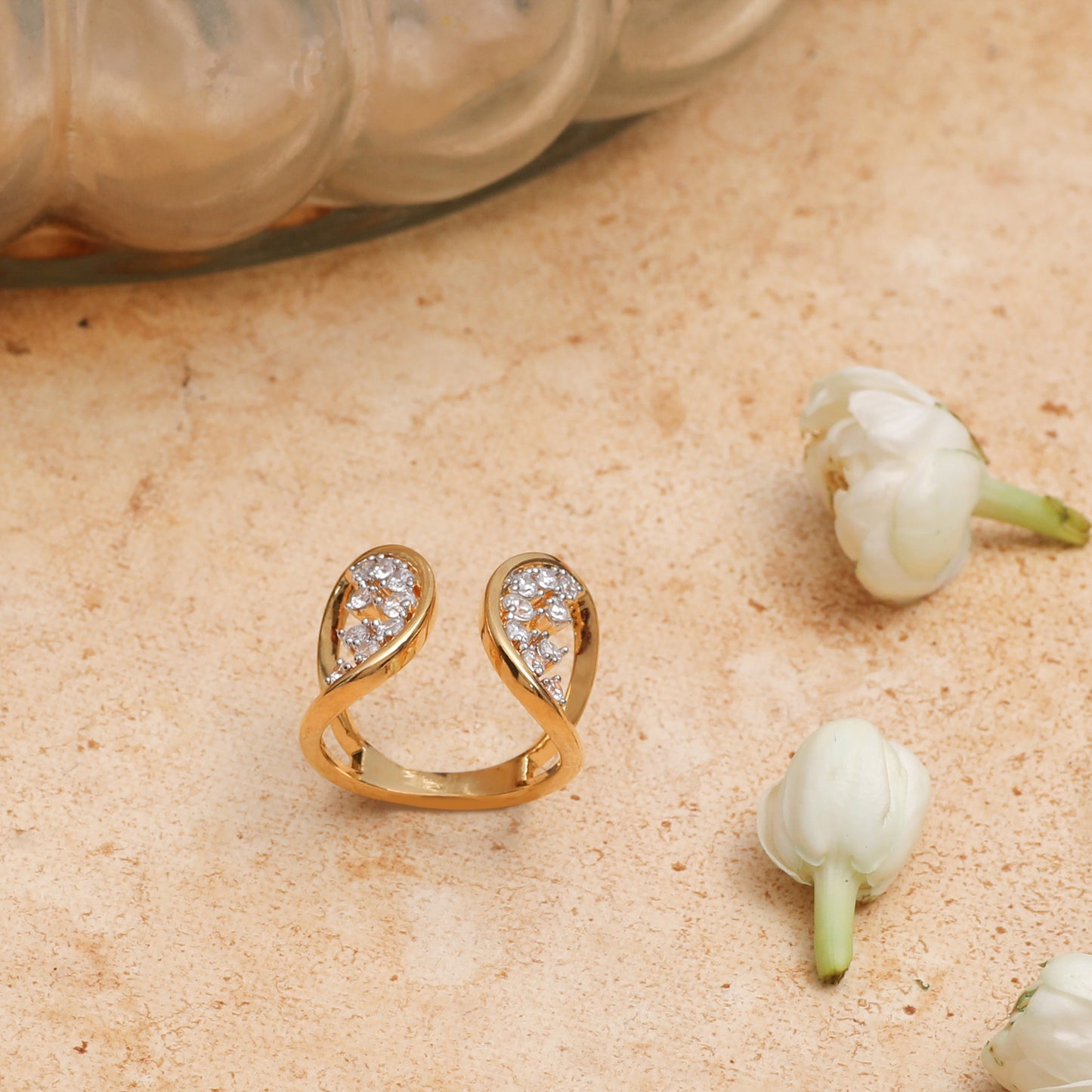 Moonlit Spark Cocktail Silver Ring