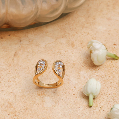 Moonlit Spark Cocktail Silver Ring