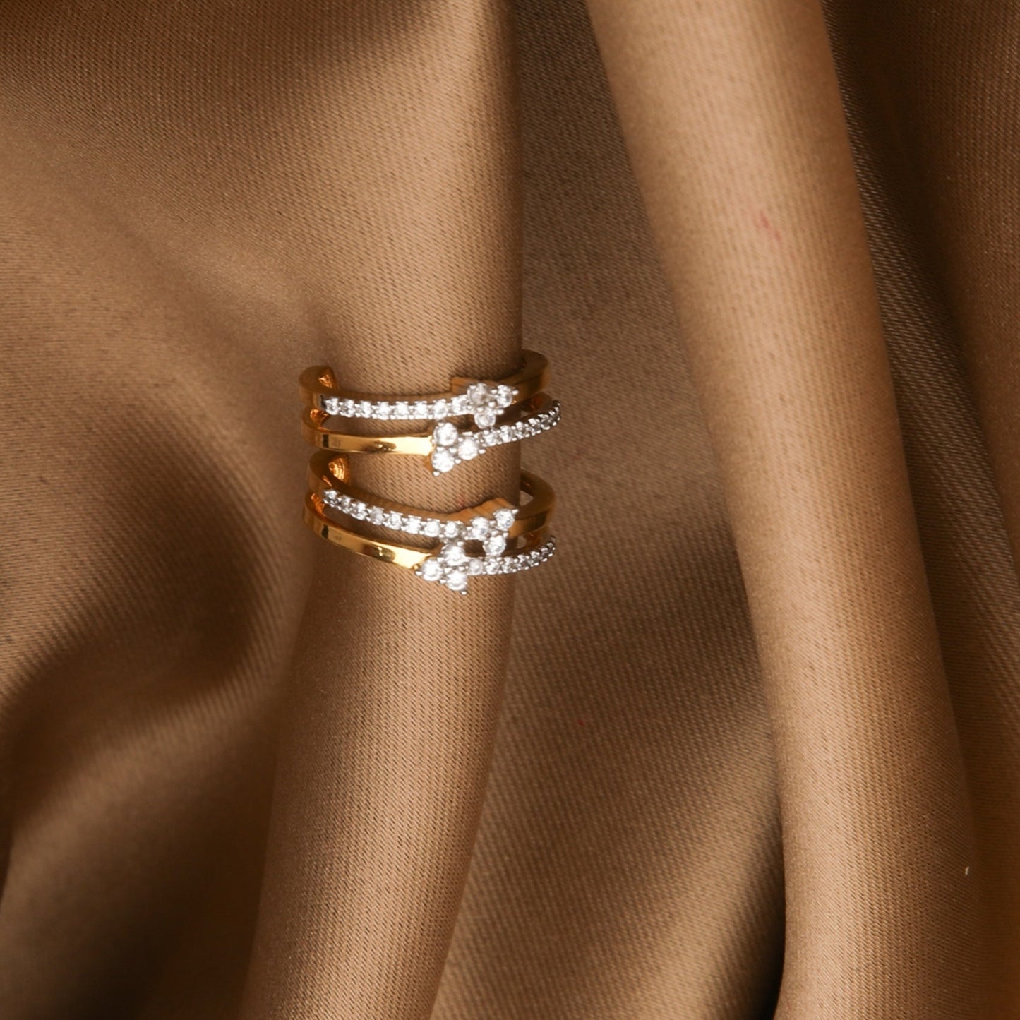 Strata Stacked CZ Silver Ring