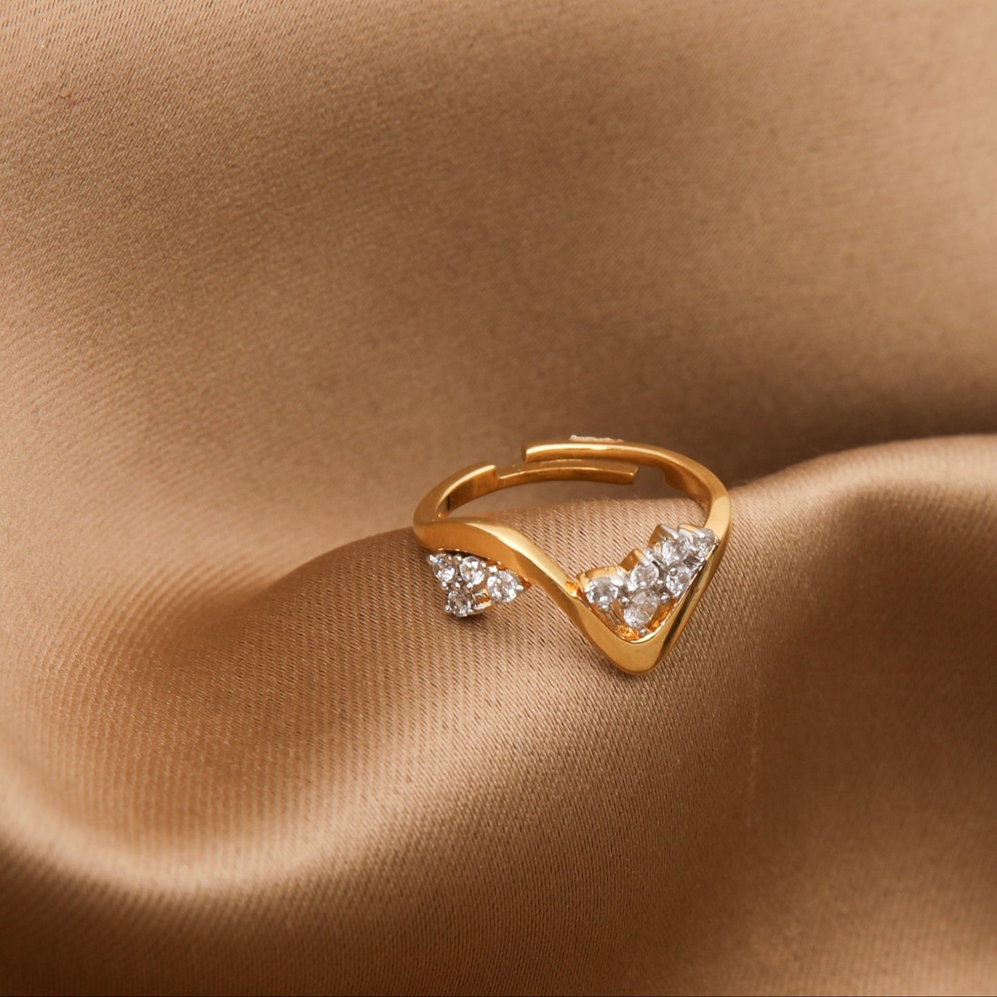 Crest Wave CZ Silver Ring