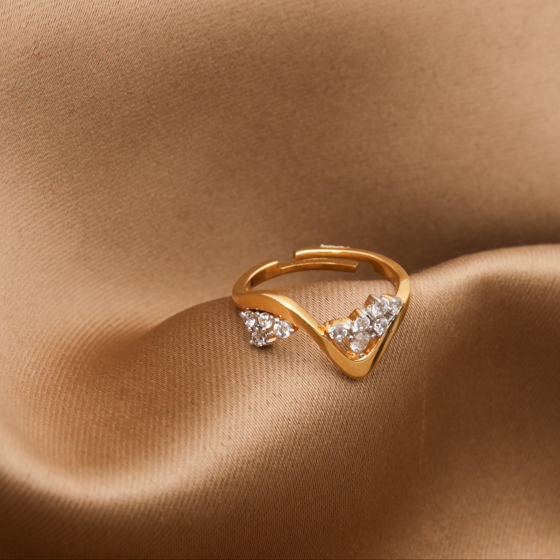 Crest Wave CZ Silver Ring