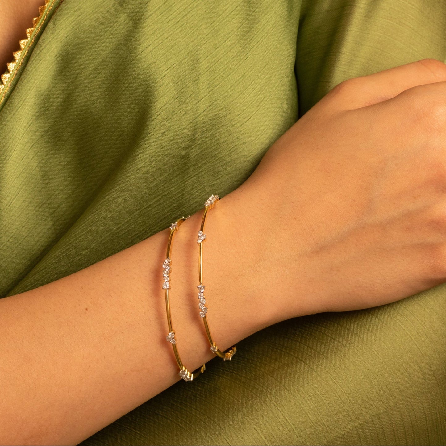 Classic Radiance CZ Silver Bangles