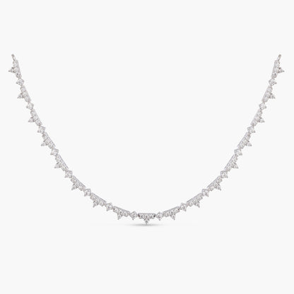 Radiant Bloom CZ Silver Necklace