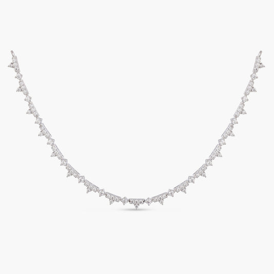 Radiant Bloom CZ Silver Necklace
